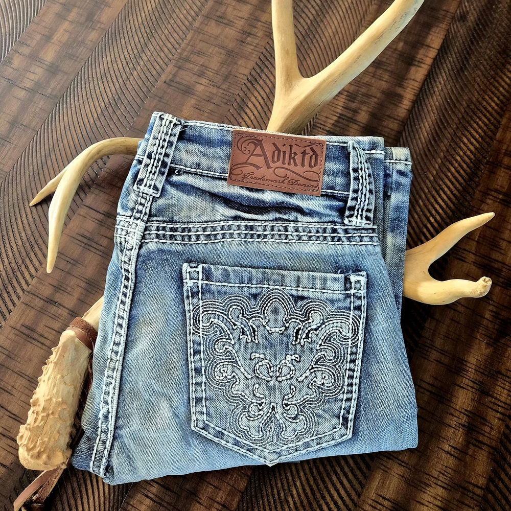 Adiktd Low Rise Boot Cut Jeans ~ Various Sizes ~ Distressed Thick Stitch BNWT :)